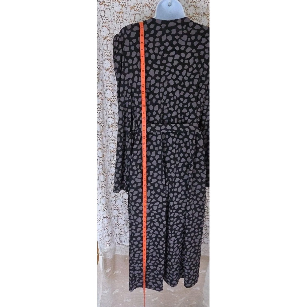 Ann Taylor Wrap Dress 14 Black/Gray Animal Print Midi Long Sleeve Stretch NWT - Picture 8 of 10